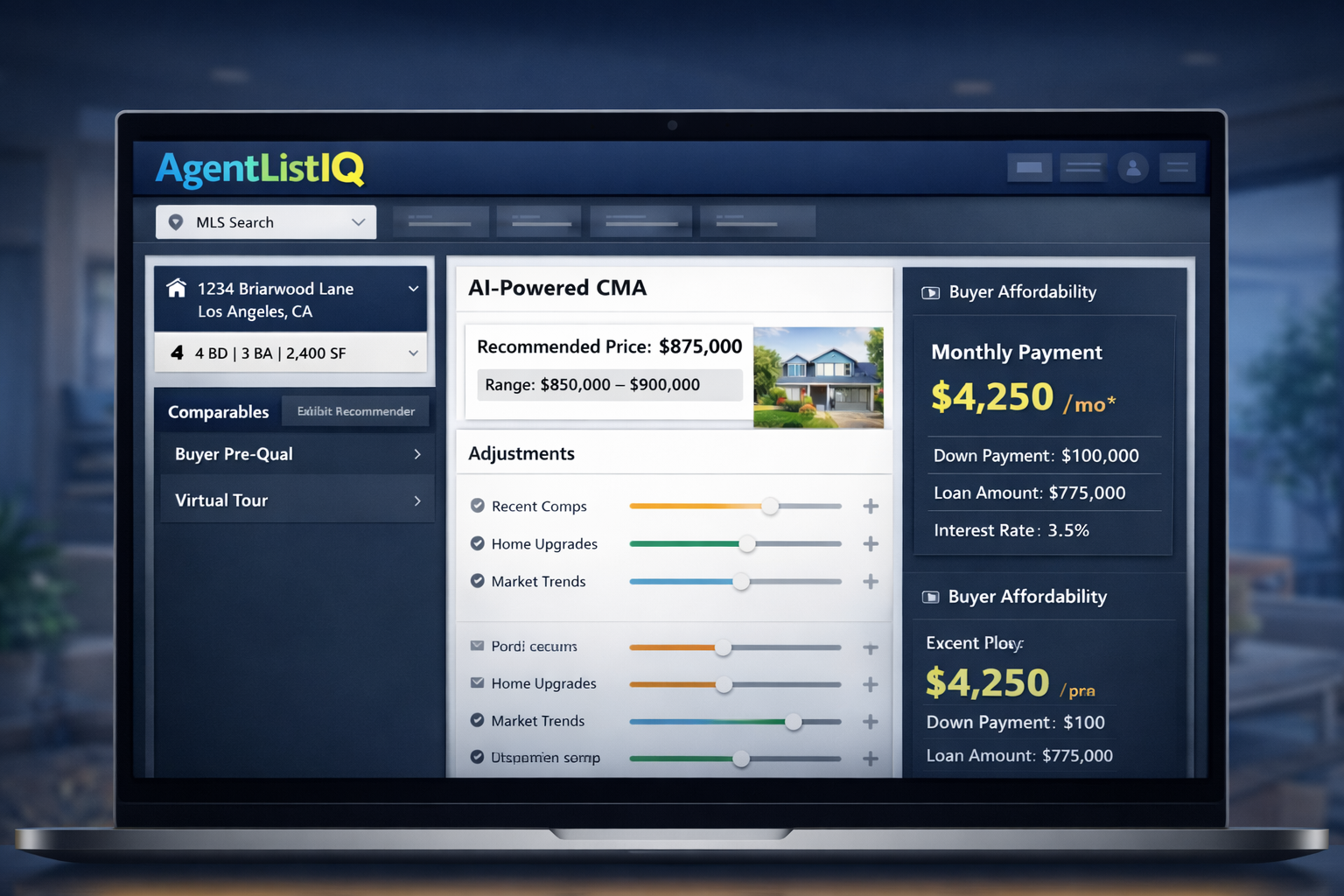 AgentListIQ dashboard mockup